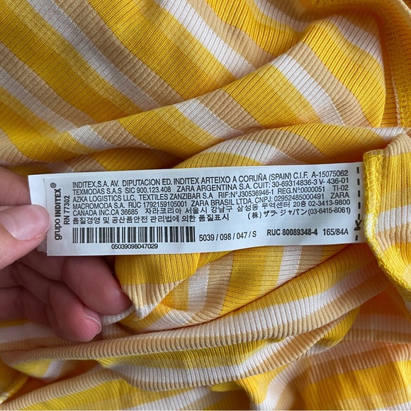 NWT Zara Sleeveless Ribbed Knit Striped Dress Yellow Size Small - Picture 7 of 8